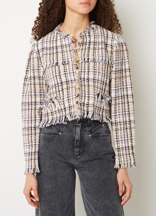 Isabel Marant Nameo cropped blazer met tweed-look - detail 3 lichtpaars
