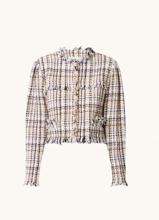 Isabel Marant Nameo cropped blazer met tweed-look - voorkant lichtpaars