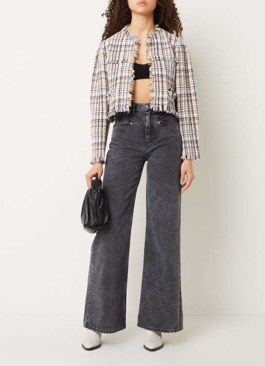 Isabel Marant Nameo cropped blazer met tweed-look - voorkant 2 lichtpaars