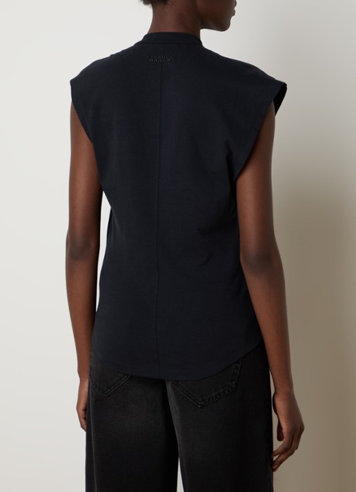 Isabel Marant Nayda T-shirt van  katoen met asymmetrische hals  - achterkant zwart