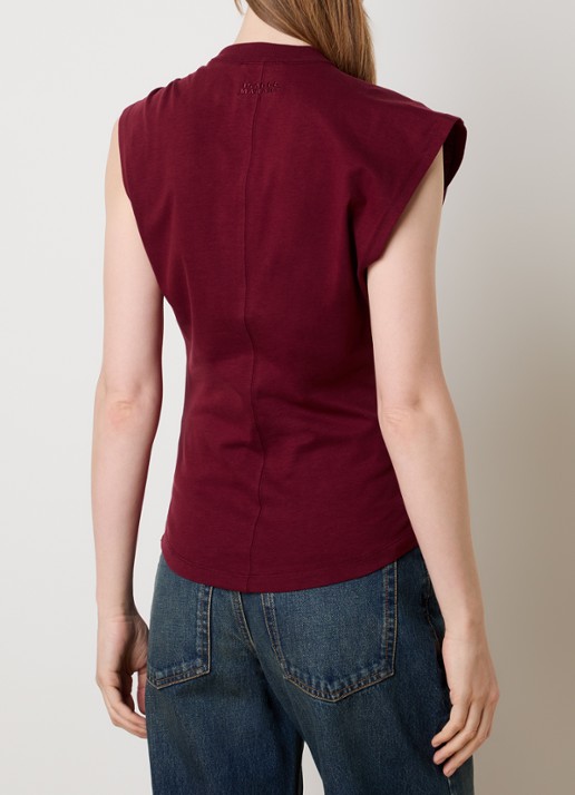 Isabel Marant Nayda top met knoopdetail - achterkant 3 cranberryrood