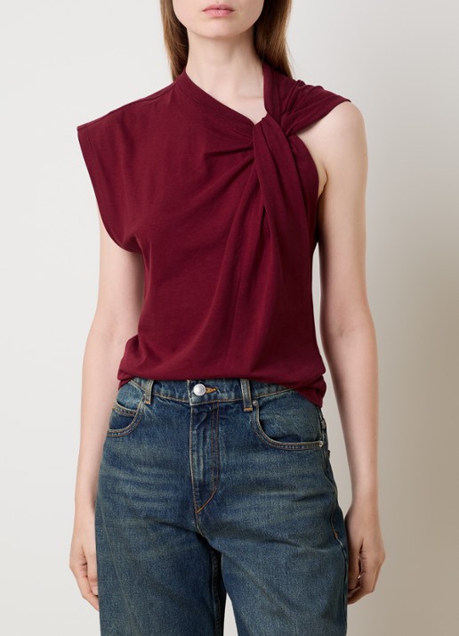 Isabel Marant Nayda top met knoopdetail - detail cranberryrood
