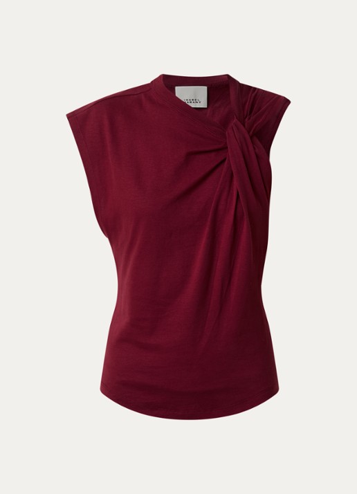 Isabel Marant Nayda top met knoopdetail - voorkant 4 cranberryrood