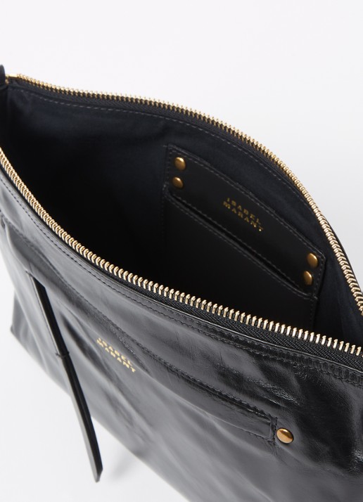 Isabel Marant Nessah clutch van lakleer - detail zwart