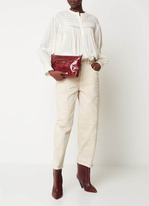 Isabel Marant Nessah clutch van lakleer - voorkant 3 bordeauxrood
