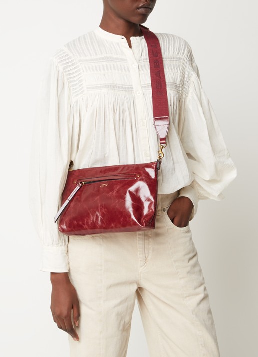Isabel Marant Nessah clutch van lakleer - voorkant 4 bordeauxrood