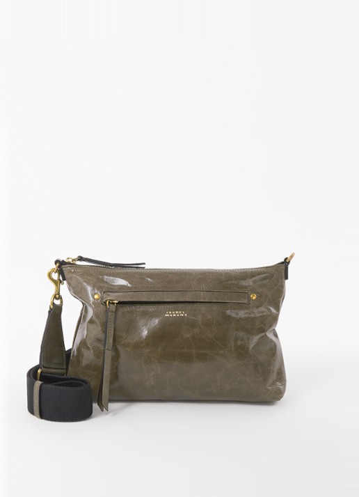 Isabel Marant Nessah crossbodytas van leer - voorkant khaki