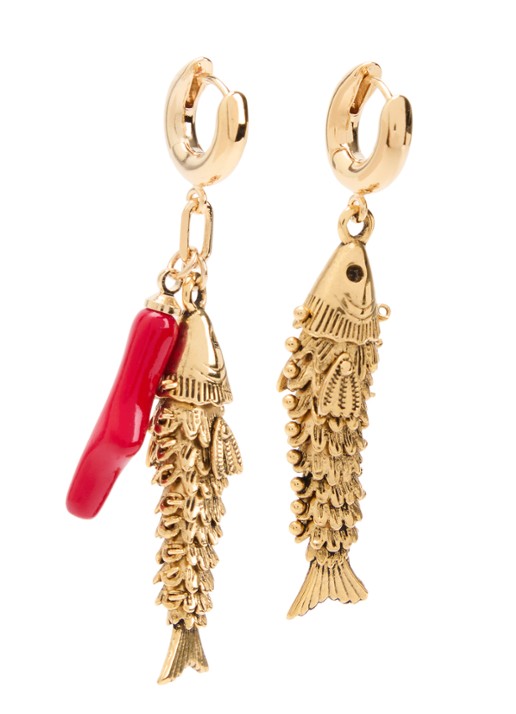 Isabel Marant New River oorringen met hanger - voorkant goud