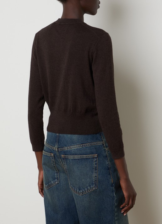 Isabel Marant Newton fijngebreid vest in wolblend met logo - achterkant 5 chocoladebruin