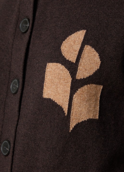 Isabel Marant Newton fijngebreid vest in wolblend met logo - detail 2 chocoladebruin