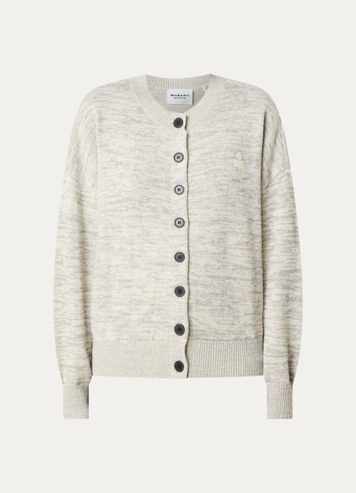 Isabel Marant Nouny grofgebreid vest in wolblend met gemêleerd dessin - voorkant grijsmele