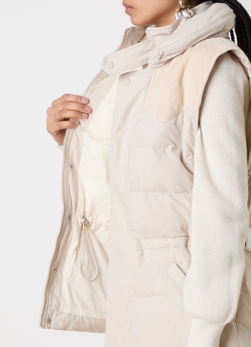 Isabel Marant Olfa bodywarmer met opbergbare capuchon en steekzakken - detail 5 creme