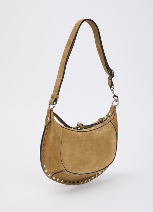 Isabel Marant Oskan Moon crossbodytas van kalfssuède met studs  - achterkant 5 camel