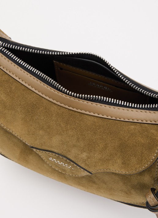 Isabel Marant Oskan Moon Pocket schoudertas van suède met studs en verstelbare schouderriem - detail 3 olijfgroen