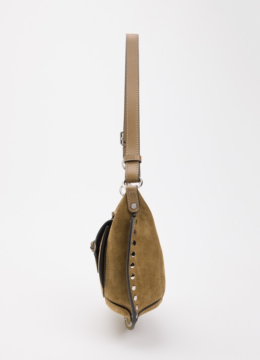 Isabel Marant Oskan Moon Pocket schoudertas van suède met studs en verstelbare schouderriem - detail 4 olijfgroen