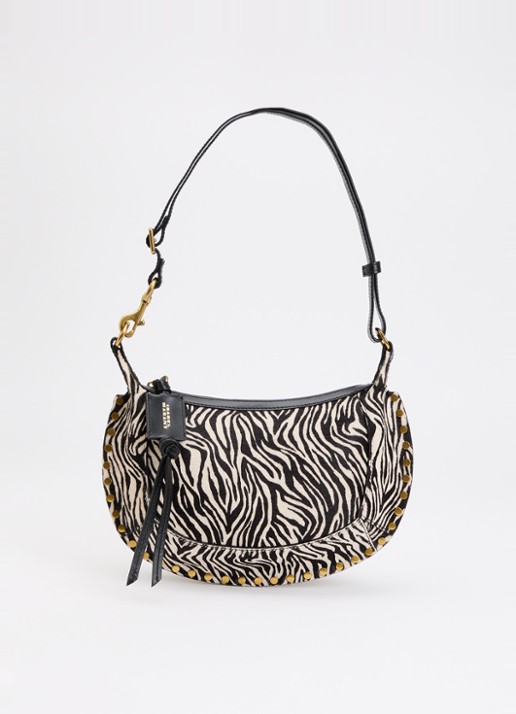 Isabel Marant Oskan Moon schoudertas van leer met ponyhair en zebraprint