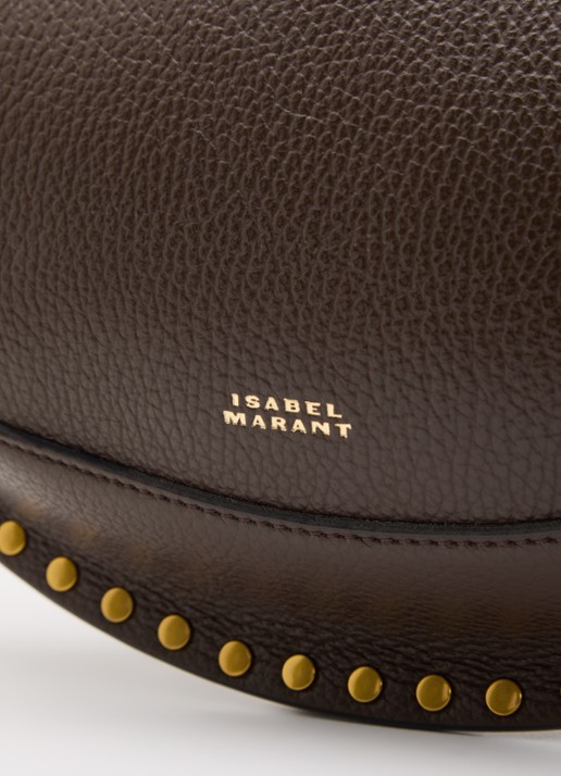 Isabel Marant Oskan Moon schoudertas van leer met studs en verstelbare schouderriem - detail 4 donkerbruin