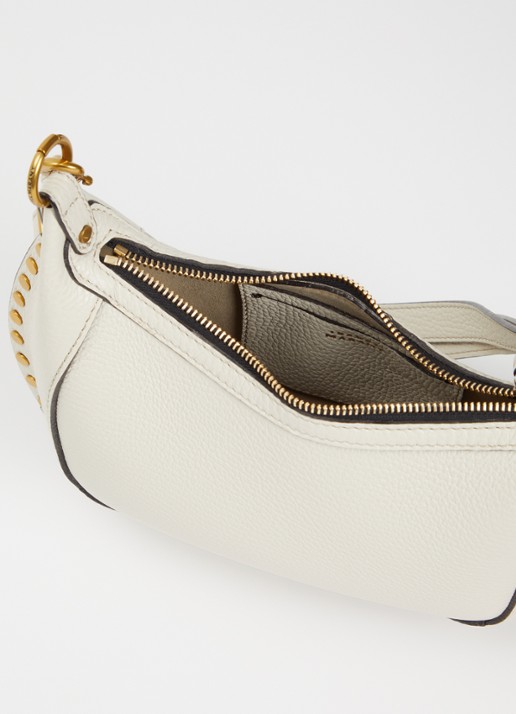 Isabel Marant Oskan Moon schoudertas van leer met studs - detail gebroken wit
