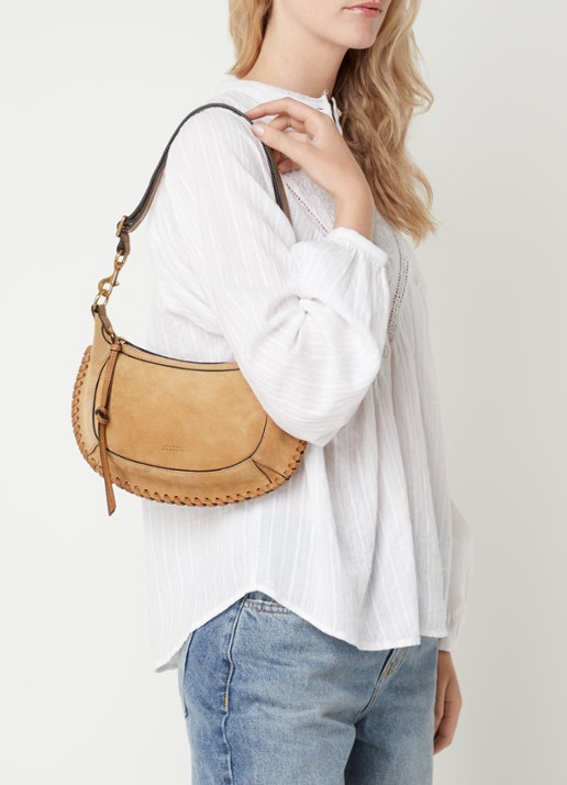 Isabel Marant Oskan Moon schoudertas van suède - voorkant 6 camel
