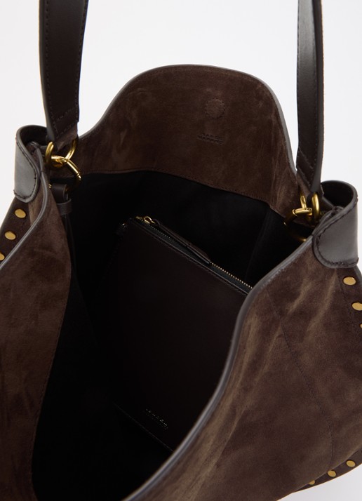 Isabel Marant Oskan schoudertas van kalfssuède - detail 3 donkerbruin