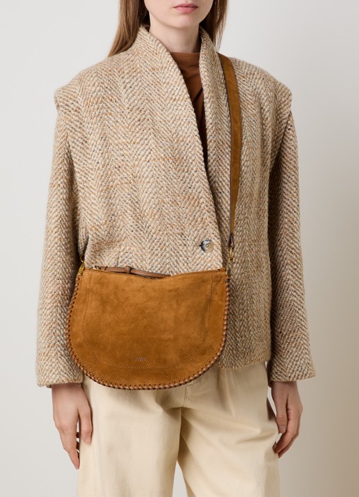 Isabel Marant Oskan Soft crossbodytas van kalfssuède - voorkant 8 cognac
