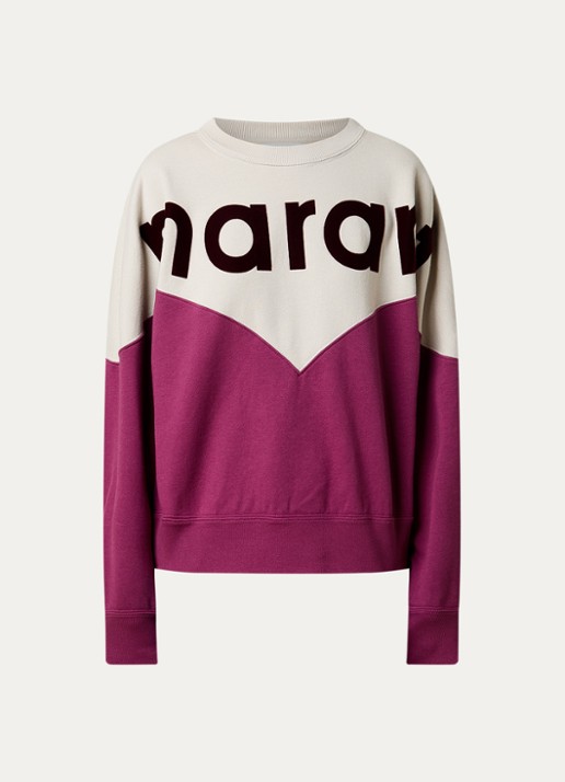 Isabel Marant Oversized sweater met flock logoprint - voorkant 4 paars