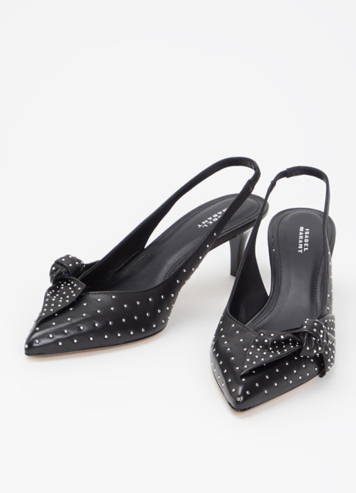 Isabel Marant Palmo slingback van lamsleer met studs - detail 2 zwart