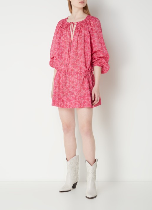 Isabel Marant Parsley mini tuniekjurk met strikdetail - voorkant 2 fuchsia