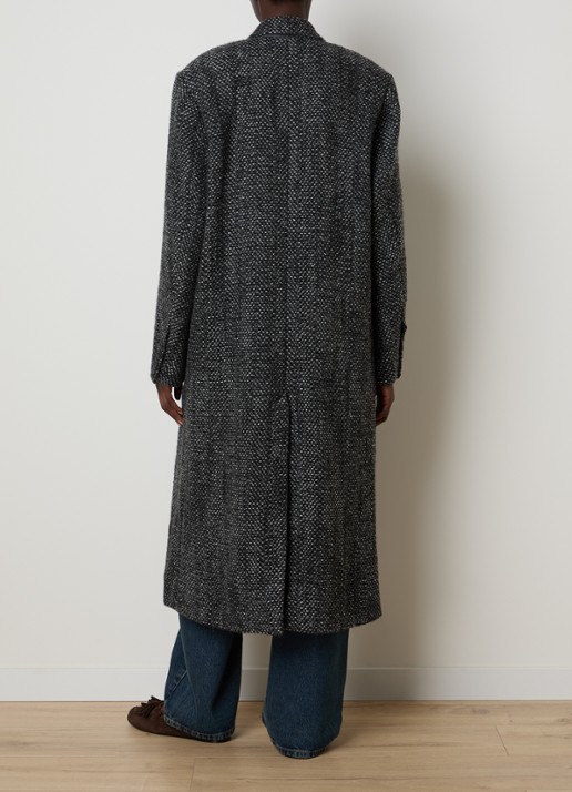 Isabel Marant Pilda double-breasted mantel in wolblend met klepzakken - achterkant 4 antraciet