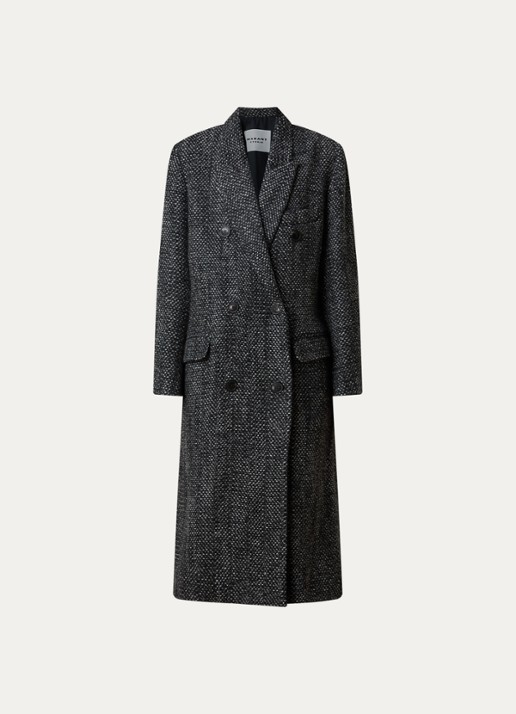 Isabel Marant Pilda double-breasted mantel in wolblend met klepzakken - voorkant 5 antraciet