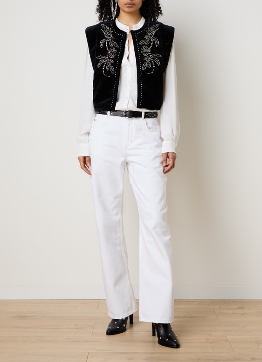 Isabel Marant Poppy gilet van fluweel met studs - voorkant 5 zwart