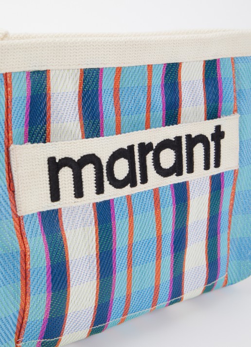 Isabel Marant Powden etui met ruitdessin en logo - detail 3 blauwgrijs