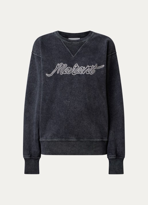 Isabel Marant Rise sweater met logoborduring - voorkant 3 antraciet