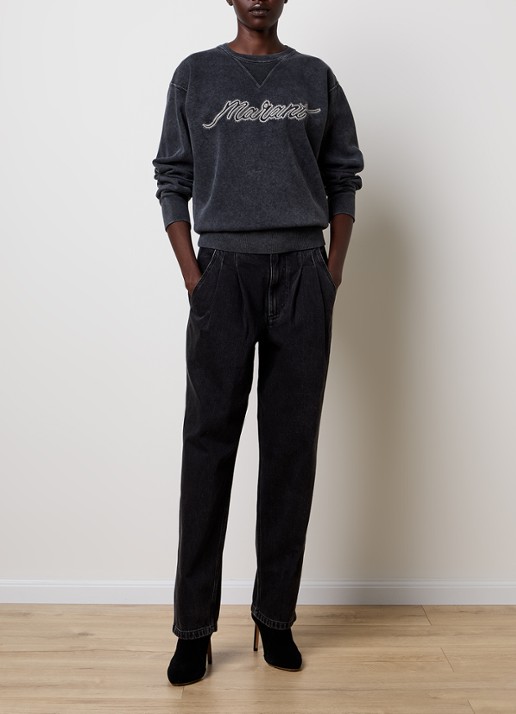 Isabel Marant Rise sweater met logoborduring - voorkant 4 antraciet