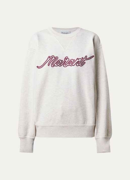 Isabel Marant Rise sweater met logoborduring - voorkant 4 lichtgrijs