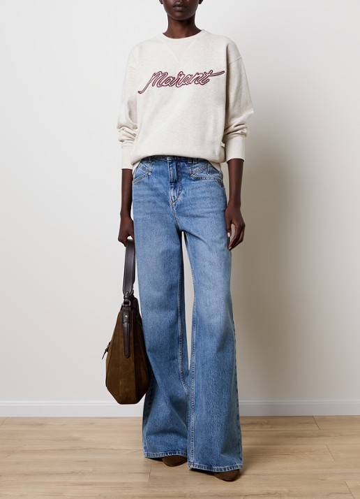 Isabel Marant Rise sweater met logoborduring - voorkant 5 lichtgrijs