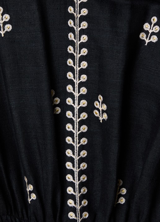 Isabel Marant Rodilia maxi jurk van zijde met borduring - detail 3 zwart