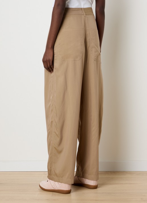 Isabel Marant Rodis high waist loose fit pantalon met trekkoord en steekzakken - achterkant khaki