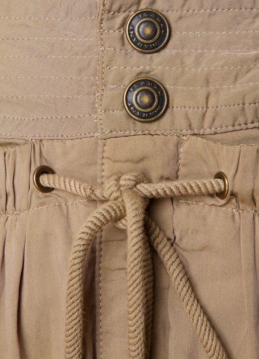 Isabel Marant Rodis high waist loose fit pantalon met trekkoord en steekzakken - detail 5 khaki