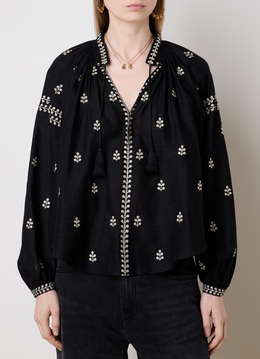 Isabel Marant Rodis tuniek van zijde met borduring