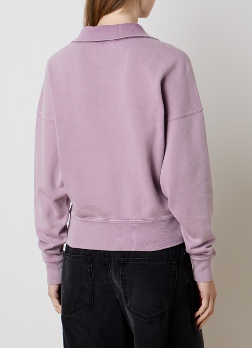 Isabel Marant Ross sweater met halve rits en flock logoprint - achterkant 5 lavendel