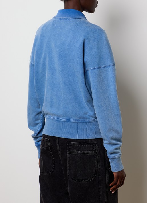 Isabel Marant Ross sweater met halve rits en flock logoprint - achterkant 5 blauw