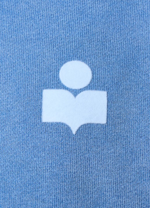 Isabel Marant Ross sweater met halve rits en flock logoprint - detail 4 blauw