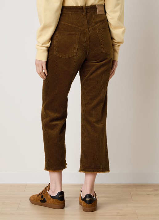 Isabel Marant Ruthie high waist cropped straight fit broek van corduroy - achterkant 6 cognac