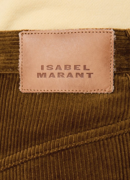 Isabel Marant Ruthie high waist cropped straight fit broek van corduroy - detail 3 cognac