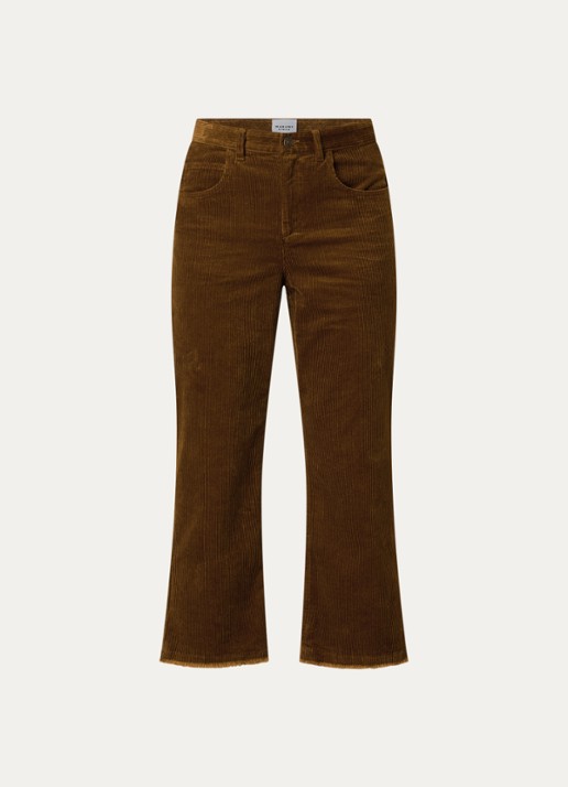 Isabel Marant Ruthie high waist cropped straight fit broek van corduroy - voorkant 4 cognac