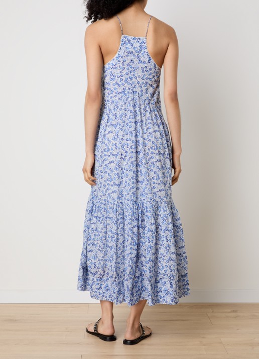 Isabel Marant Sabba midi jurk met bloemenprint - achterkant 5 blauw