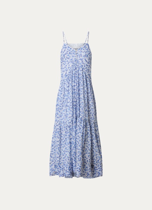 Isabel Marant Sabba midi jurk met bloemenprint - voorkant 3 blauw