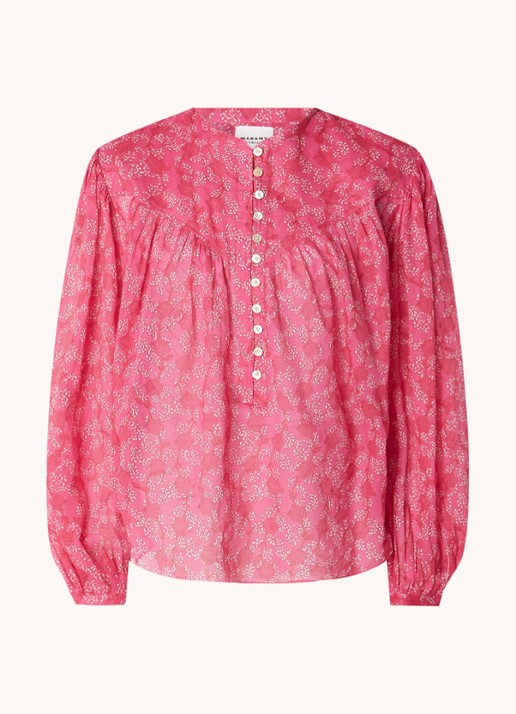 Isabel Marant Salika blouse met ballonmouw - voorkant 2 fuchsia