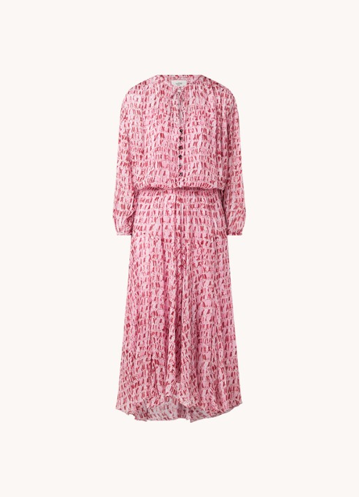 Isabel Marant Saureli semi-transparante tuniekjurk met print - voorkant roze